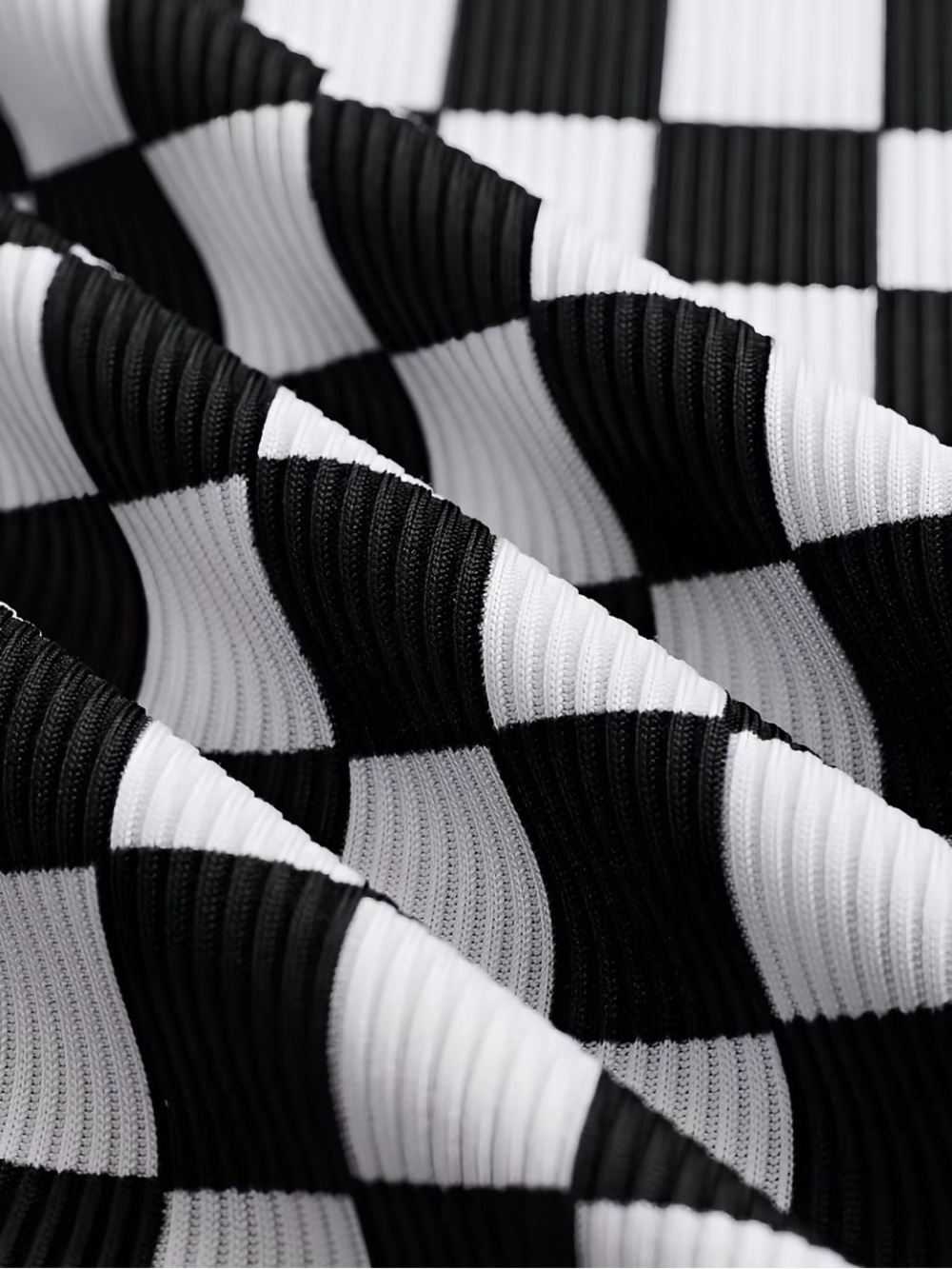 Retro Chic Black and White Checker Breathable Ribbed Jumpsuit New Boutique - Picture 5 of 5